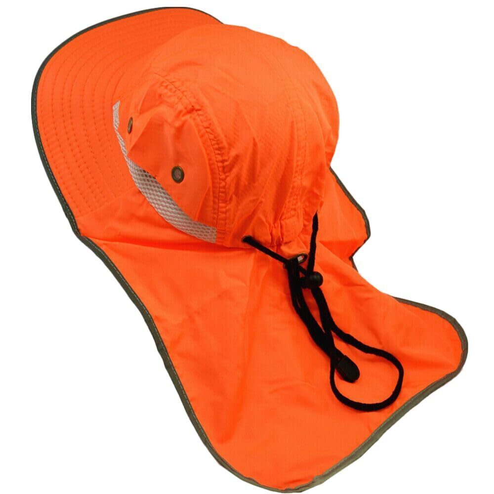 2449 High Visibility Reflective Work Safety Bucket Hat Cap Mesh Neck Flap